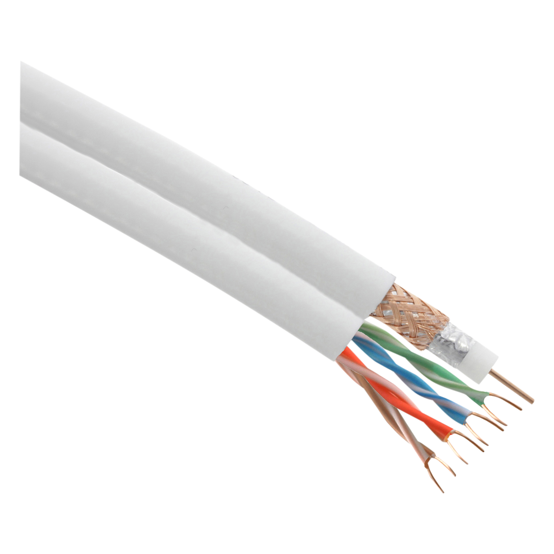 Q-Link coax/UTP kabel duo - RG6/CAT5E - 50 m - wit