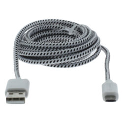 Q-Link datakabel - USB/Micro USB - textiel - 2 m - zwart/wit - Afbeelding 3