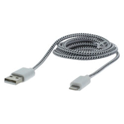 Q-Link datakabel - USB/iPhone - textiel - 1 m - zwart/wit
