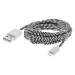 Q-Link datakabel - USB/iPhone - textiel - 2 m - zwart/wit