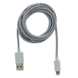 Q-Link datakabel - USB/iPhone - textiel - 2 m - zwart/wit - Afbeelding 2