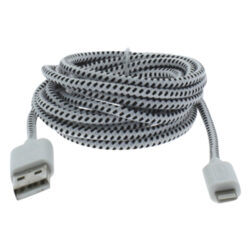 Q-Link datakabel - USB/iPhone - textiel - 2 m - zwart/wit - Afbeelding 3