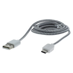 Q-Link datakabel - USB/type-C - textiel - 1 m - zwart/wit