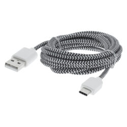 Q-Link datakabel - USB/type-C - textiel - 2 m - zwart/wit