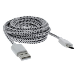 Q-Link datakabel - USB/type-C - textiel - 2 m - zwart/wit - Afbeelding 4