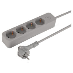 Q-Link stekkerdoos - 4-voudig - plat - randaarde - 3 x 1.5 mm² - 1.5 m - textiel - grijs