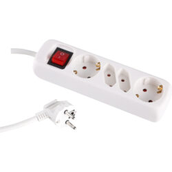 Q-Link stekkerdoos - 4-voudig - 2 x euro - 2 x randaarde - met schakelaar - 3 x 1.5 mm² - 1.5 m - wit