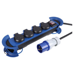 Q-Link stekkerdoos - 4-voudig - outdoor - CM-system - CEE - 3 x 1.5 mm² - 5 m - blauw