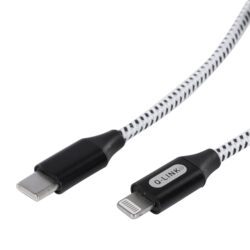 Q-Link datakabel - type-C/8 pin - 1 m - textiel - zwart/wit