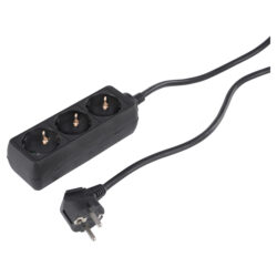 Q-Link stekkerdoos - 3-voudig - randaarde - 3 x 1.5 mm² - 1.5 m - zwart