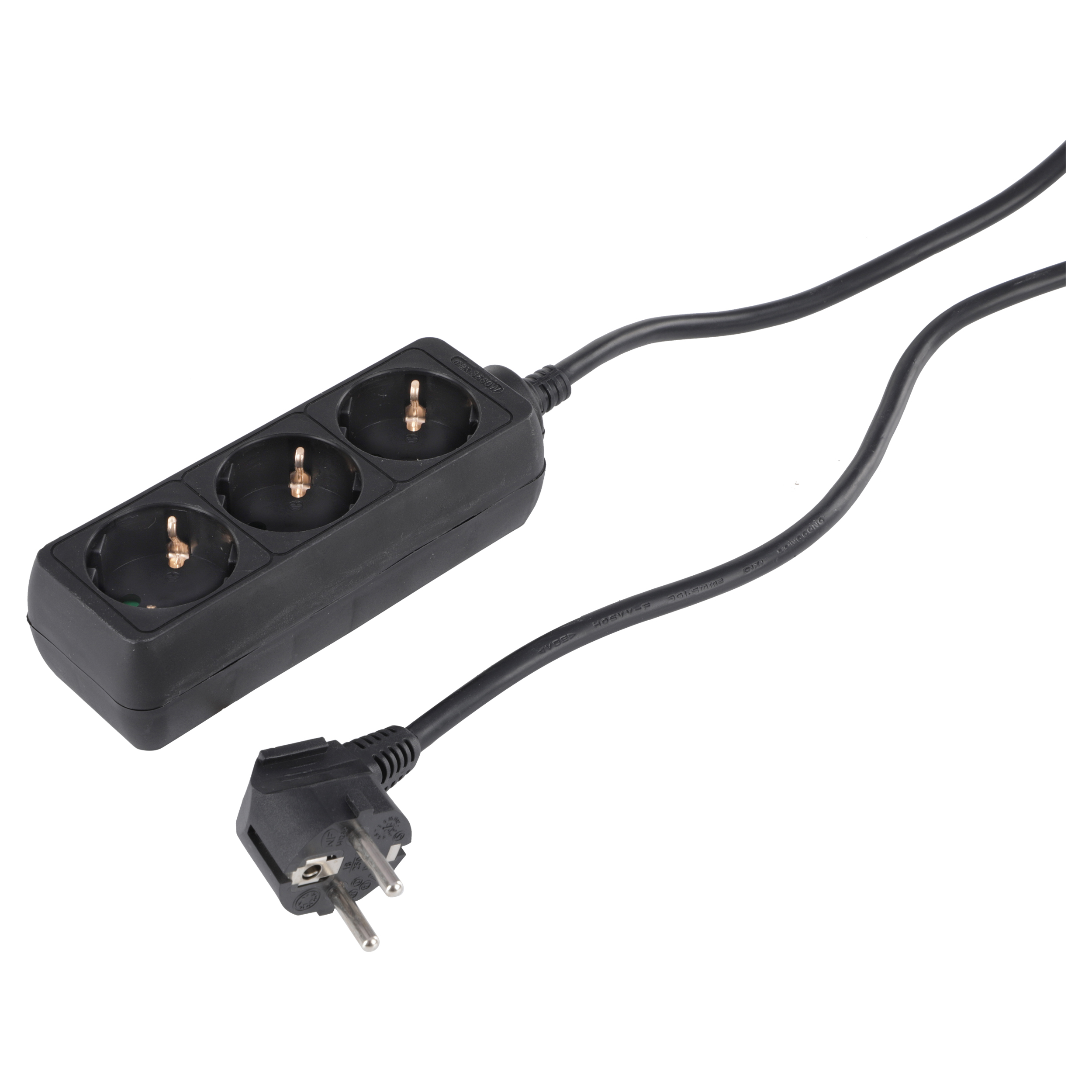 Q-Link stekkerdoos - 3-voudig - randaarde - 3 x 1.5 mm² - 1.5 m - zwart