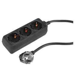 Q-Link stekkerdoos - 3-voudig - randaarde - 3 x 1.5 mm² - 3 m - zwart