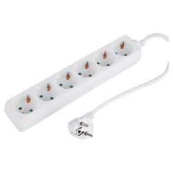 Q-Link stekkerdoos - 6-voudig - randaarde - 3 x 1.5 mm² - 1.5 m - wit
