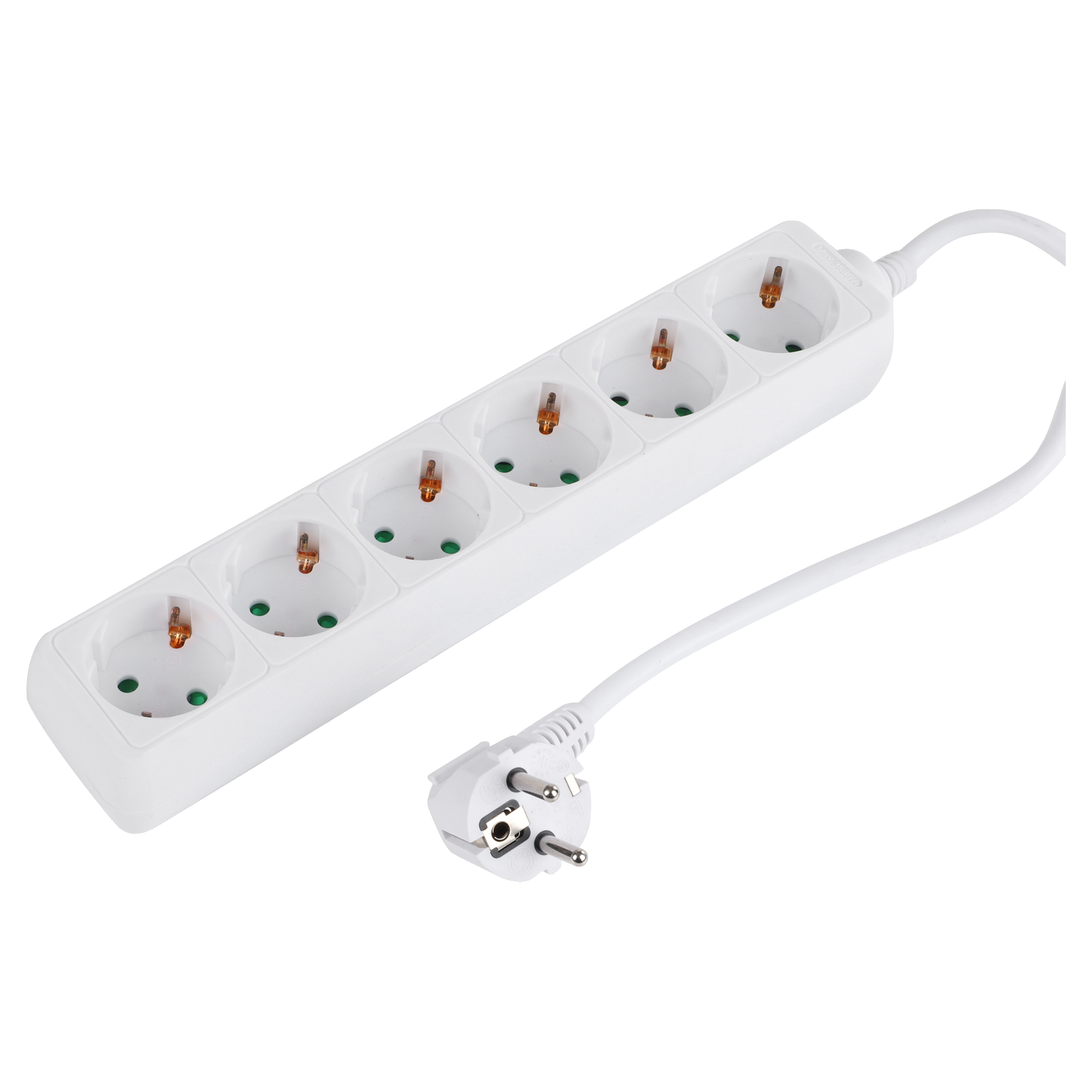 Q-Link stekkerdoos - 6-voudig - randaarde - 3 x 1.5 mm² - 1.5 m - wit