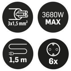 Q-Link stekkerdoos - 6-voudig - randaarde - 3 x 1.5 mm² - 1.5 m - wit - Afbeelding 2
