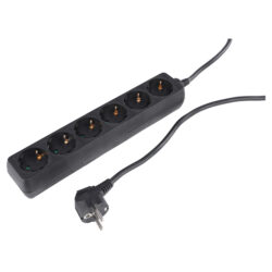 Q-Link stekkerdoos - 6-voudig - randaarde - 3 x 1.5 mm² - 1.5 m - zwart