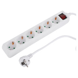 Q-Link stekkerdoos - 6-voudig - randaarde - met schakelaar - 3 x 1.5 mm² - 1.5 m - wit