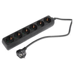 Q-Link stekkerdoos - 6-voudig - randaarde - 3 x 1.5 mm² - 5 m - zwart