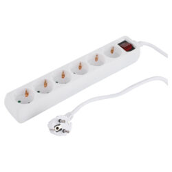 Q-Link stekkerdoos - 6-voudig - randaarde - met schakelaar - 3 x 1.5 mm² - 5 m - wit