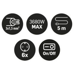 Q-Link stekkerdoos - 6-voudig - randaarde - met schakelaar - 3 x 1.5 mm² - 5 m - wit - Afbeelding 2