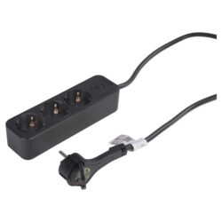 Q-Link stekkerdoos - 3-voudig - met schakelaar - plat - 3 x 1.5 mm² - 1.5 m - PVC - zwart