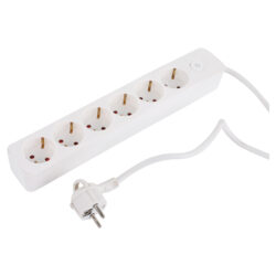 Q-Link stekkerdoos - 6-voudig - met schakelaar - plat - 3 x 1.5 mm² - 1.5 m - PVC - wit