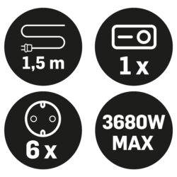 Q-Link stekkerdoos - 6-voudig - met schakelaar - plat - 3 x 1.5 mm² - 1.5 m - PVC - zwart - Afbeelding 4