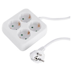 Q-Link stekkerdoos - 4-voudig - randaarde - vierkant - 3 x 1.5 mm² - 1.5 m - wit