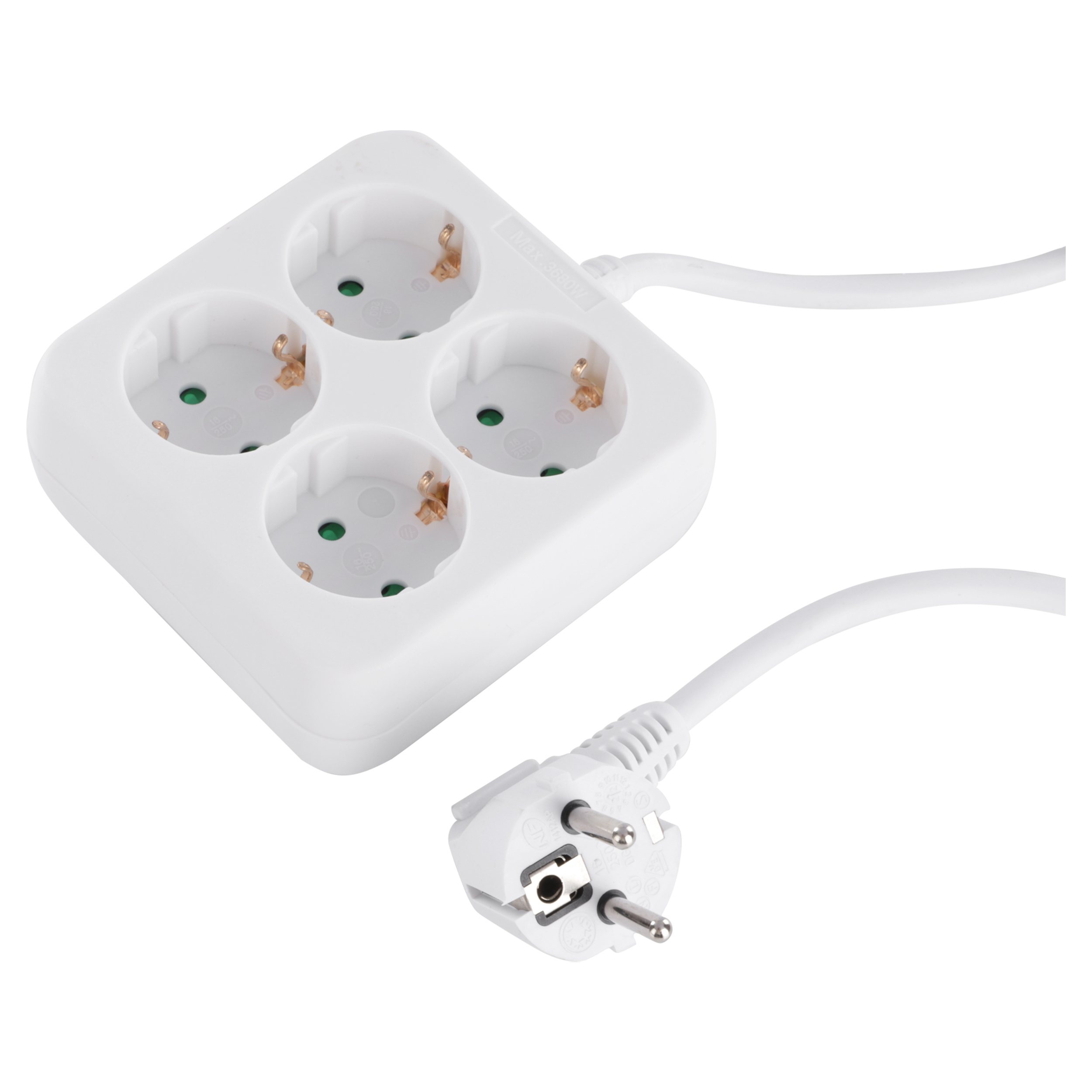 Q-Link stekkerdoos - 4-voudig - randaarde - vierkant - 3 x 1.5 mm² - 1.5 m - wit