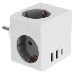 Q-Link verdeelstekker - cube - 3-voudig - randaarde - 2 x USB-A/1 x USB-C