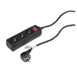 Q-Link stekkerdoos - 3-voudig - randaarde - met schakelaar - 3 x 1.5 mm² - 1.5 m - zwart