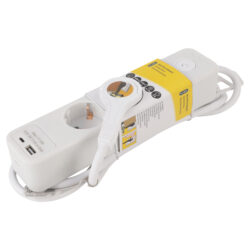 Q-Link stekkerdoos - 3-voudig - randaarde - met platte stekker - USB A/C - 3 x 1.5 mm² - 1.5 m - wit - Afbeelding 2