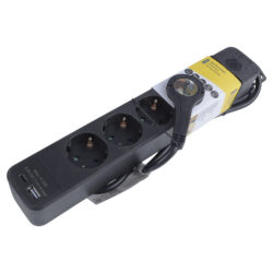 Q-Link stekkerdoos - 5-voudig - randaarde - met platte stekker - USB A/C - 3 x 1.5 mm² - 1.5 m - zwart - Afbeelding 2