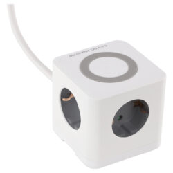 Q-Link stekkerdoos - cube - 3-voudig - randaarde - 2 x USB-A/1 x USB-C - 3 x 1.5 mm² - 1.5 m - wit/grijs - Afbeelding 3