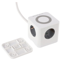 Q-Link stekkerdoos - cube - 3-voudig - randaarde - 2 x USB-A/1 x USB-C - 3 x 1.5 mm² - 1.5 m - wit/grijs - Afbeelding 4