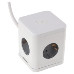 Q-Link stekkerdoos - cube - 4-voudig - randaarde - 2 x USB-A/1 x USB-C - 3 x 1.5 mm² - 1.5 m - wit/grijs - Afbeelding 3