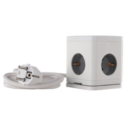 Q-Link stekkerdoos - cube - 4-voudig - randaarde - 2 x USB-A/1 x USB-C - 3 x 1.5 mm² - 1.5 m - wit/grijs - Afbeelding 4
