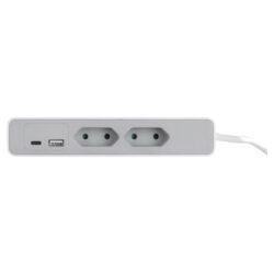 Q-Link stekkerdoos - sofa - 2 x euro - USB A/C - met platte stekker - 2 m - wit/grijs - Afbeelding 3
