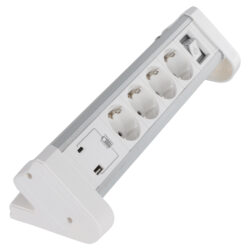 Q-Link stekkerdoos - 4-voudig - randaarde - USB A/C - voor bureau - 3 x 1.5 mm² - 1.5 m - wit/grijs - Afbeelding 3