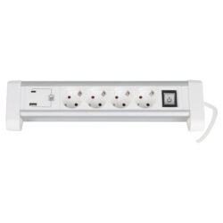 Q-Link stekkerdoos - 4-voudig - randaarde - USB A/C - voor bureau - 3 x 1.5 mm² - 1.5 m - wit/grijs - Afbeelding 4