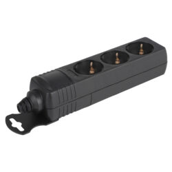 Q-Link stekkerdoos - installatie - 3-voudig - randaarde - zwart
