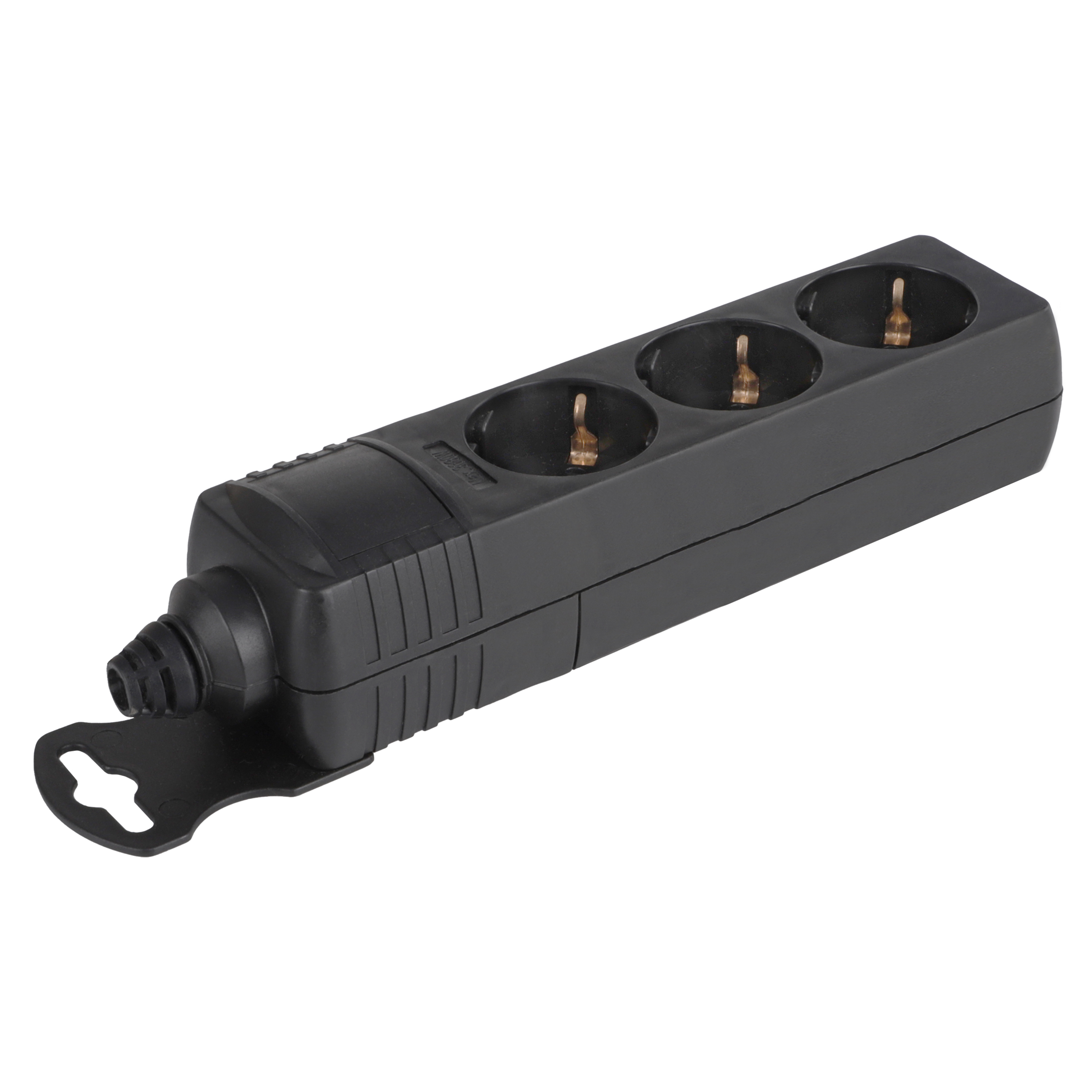 Q-Link stekkerdoos - installatie - 3-voudig - randaarde - zwart