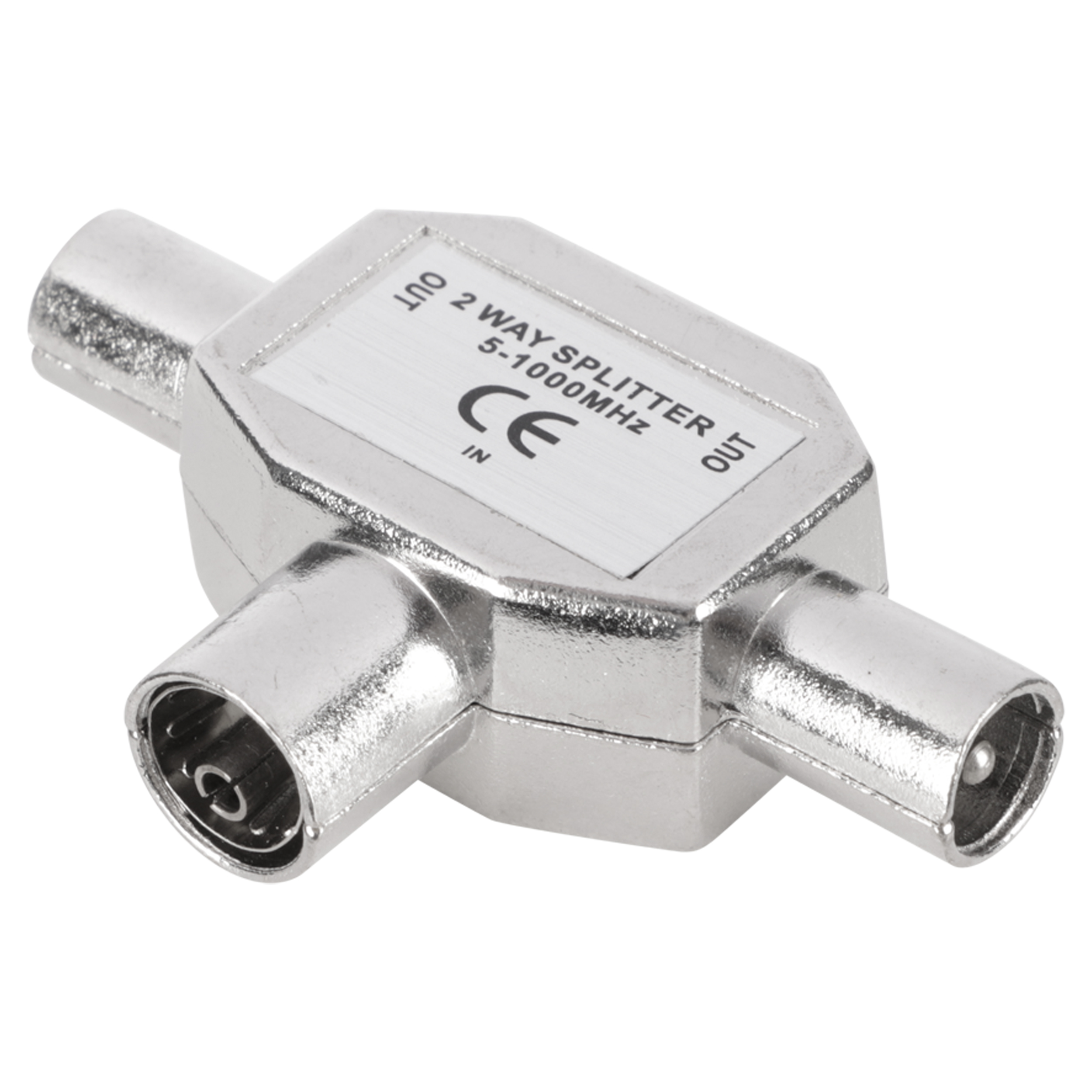 Q-Link COAX splitter - tv - 1 male/2 female - metaal