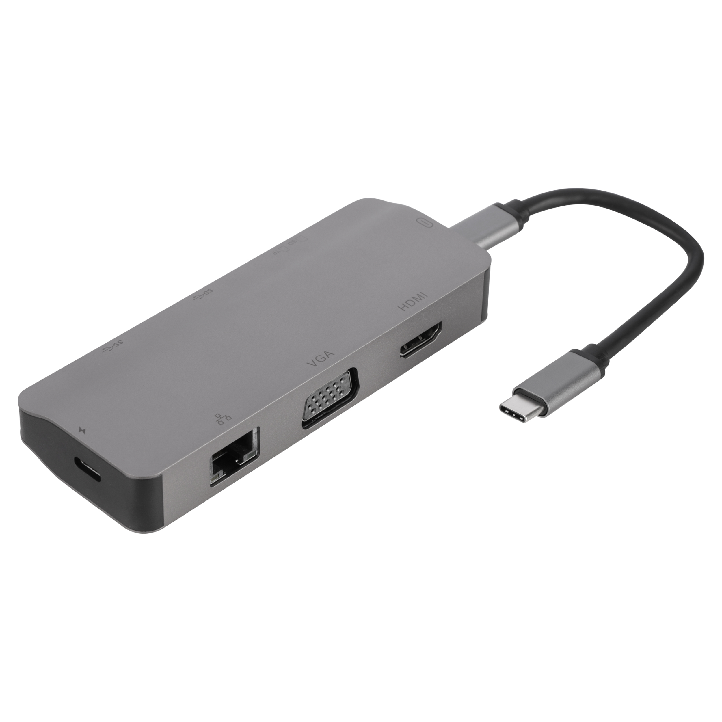 Q-Link USB-C hub - 8-in-1 - multifunctioneel - met kabel - 15 cm