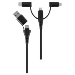 Q-Link datakabel - textiel - combi - 6-in-1 - zwart - 1.5 m